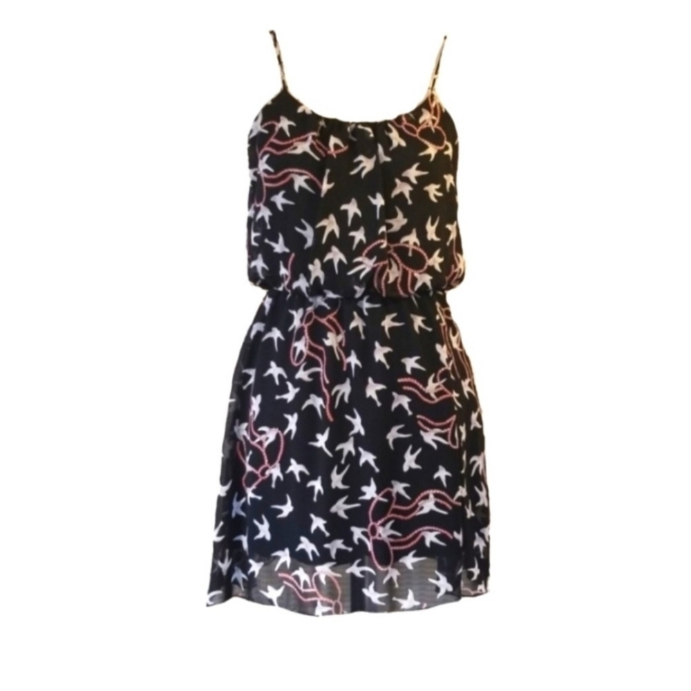 Retro Bird Print Summer Cami Dress